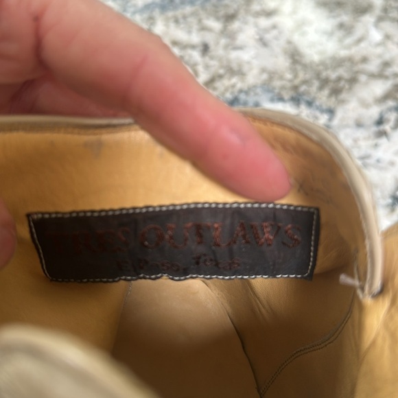 Tres Outlaws El Paso Cream Colored Leather Booties - Picture 5 of 6